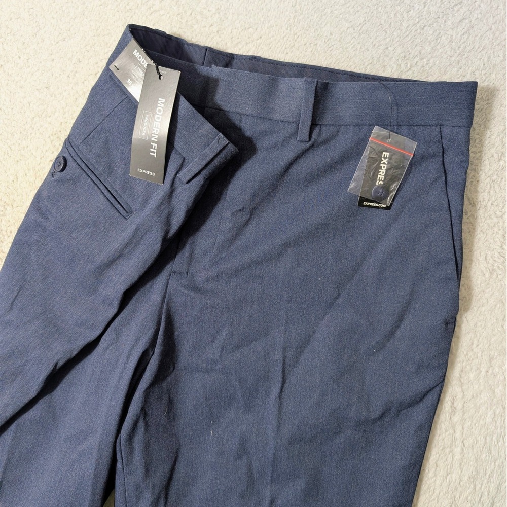 NEW Express Producer Pants Mens 36/32 Navy Blue Modern Fit Straight Leg Stretch